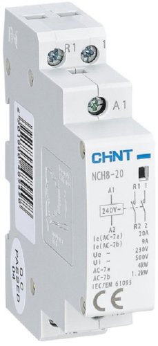 Контактор модульный CHINT NCH8-20/02 1п 2НЗ 20А 230В АС фото Контактор модульный CHINT NCH8-20/02 1п 2НЗ 20А 230В АС картинка